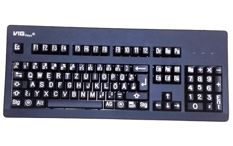 VIG Key Tastatur schwarz mit weißen Buchstaben